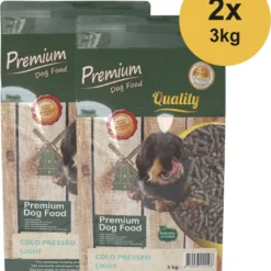 Premium – Koud Geperst – Light Dieet – Honden (1-8 Jaar) – Droogvoer – 2 X 3kg