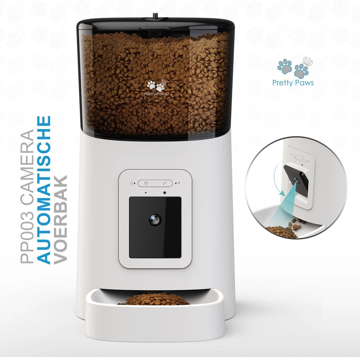 Pretty Paws PP003 – Camera Voerautomaat Wit – Automatische Voerbak – Slimme Voerautomaat Met App – Instelbaar Voedingsschema 1 Pretty Paws PP003 – Camera Voerautomaat Wit – Automatische Voerbak – Slimme Voerautomaat Met App – Instelbaar Voedingsschema