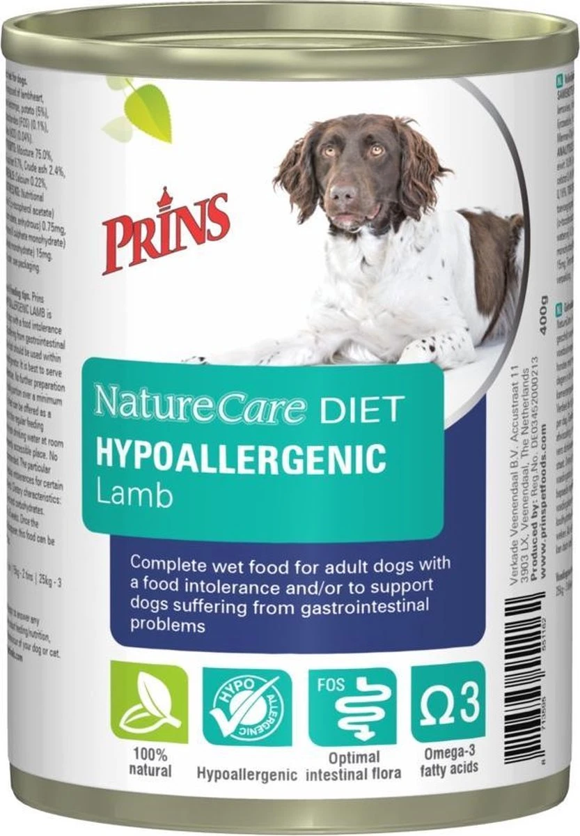 Prins NatureCare Dieet Hypoallergenic Lam Hond Natvoer 400 Gr 1 Prins NatureCare Dieet Hypoallergenic Lam Hond Natvoer 400 Gr