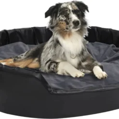 Prolenta Premium Hondenmand 99x89x21 Cm Pluche En Kunstleer Zwart En Donkergrijs