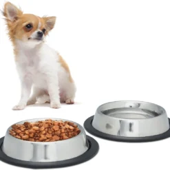 Relaxdays 2x Hondenvoerbak Antislip – Dinerset Hond – Voer- En Drinkbak – Rvs Voerbak