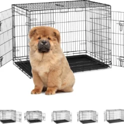 Relaxdays Hondenbench – Draadkooi – Opvouwbaar – Stevig – Metaal – Reisbench – Transportbo – 107 Cm