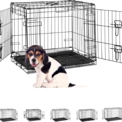 Relaxdays Hondenbench – Draadkooi – Opvouwbaar – Stevig – Metaal – Reisbench – Transportbo – 61 Cm