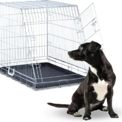 Relaxdays Hondenbench Met Bodemplaat – Inklapbare Bench – Autobench Metaal – Kofferbak – L