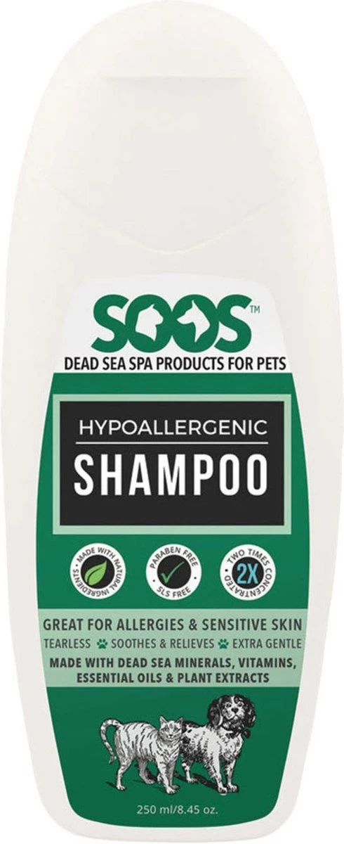 SOOS Dead Sea Hypoallergenic Shampoo – Hond/Kat 1 SOOS Dead Sea Hypoallergenic Shampoo – Hond/Kat