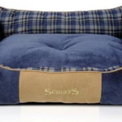 Scruffs Highland Box Bed – Stevige Hondenmand Van Hoogwaardige Chenille Stof Met Anti-slip Onderzijde – Kleur: Blauw, Maat: Extra Large