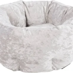 Scruffs Velvet Donut Bed – Stijlvolle Katten- En Hondenmand Van Fluweel – In 4 Kleuren – Zilver
