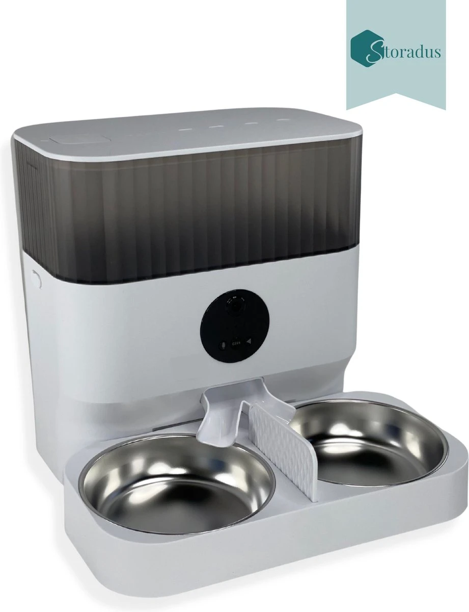 Storadus Automatische Dubbele Voerbak – Kat En Hond – Voerautomaat – App & Wifi – Stemopname – Smartphone Bediening 1 Storadus Automatische Dubbele Voerbak – Kat En Hond – Voerautomaat – App & Wifi – Stemopname – Smartphone Bediening