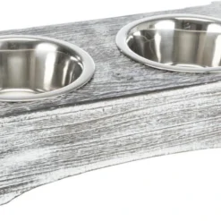 TRIXIE VOERBAK / DRINKBAK SET RVS HOUT WIT