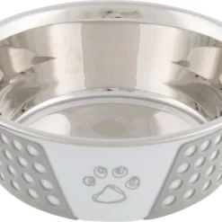 TRIXIE VOERBAK RVS / SILICONE WIT / GRIJS