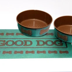 Tarhong Good Dog Set 2 Voerbakken Print Turquoise / Placemat – 18 CM 1890 ML / 49X29 CM
