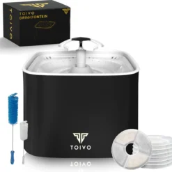 Toivo Drinkfontein – Hond/Kat – 2.5 Liter- Incl. 4 Filters En Cleaning Tool – Waterfontein Kat – Kattenfontein – Drinkfontein Kat – Fluisterstil – Poezen Fontein – Dieren Drinkbakken –