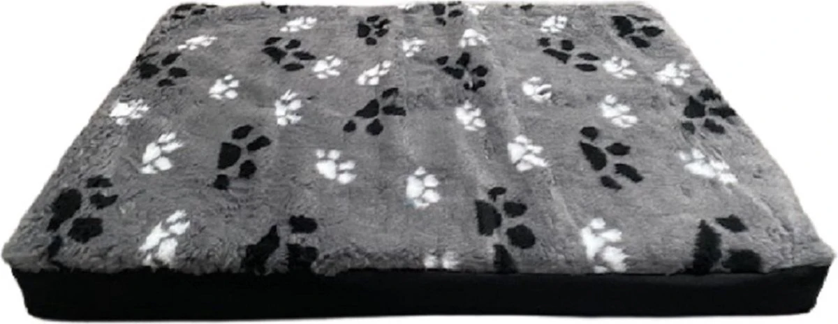 Topmast Blokkussen Hondenmatras Hondenkussen 80 X 55 X 10 Cm Vetfleece Grijs Voetprint 1 Topmast Blokkussen Hondenmatras Hondenkussen 80 X 55 X 10 Cm Vetfleece Grijs Voetprint