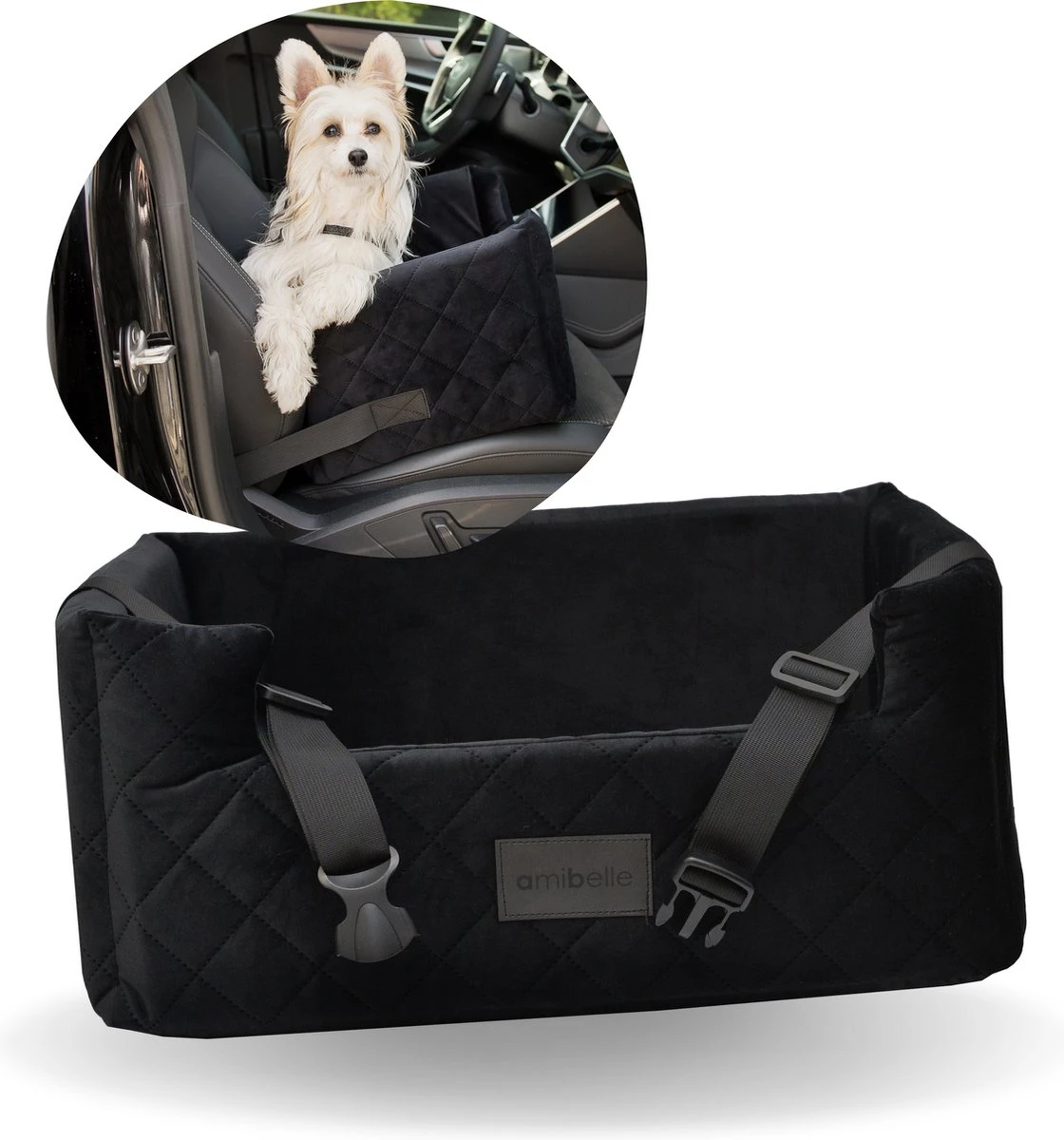 Velvet Black – Autostoel Voor Hond – 57x50cm – Wasbaar – Hondenmand Auto – Handgemaakt 1 Velvet Black – Autostoel Voor Hond – 57x50cm – Wasbaar – Hondenmand Auto – Handgemaakt