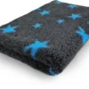 Vetbed Stars – Antraciet En Blauw – Antislip Hondenmat – 150 X 100 Cm – Benchmat – Hondenkleed – Voor Honden – Machine Wasbaar – Droogloopmat