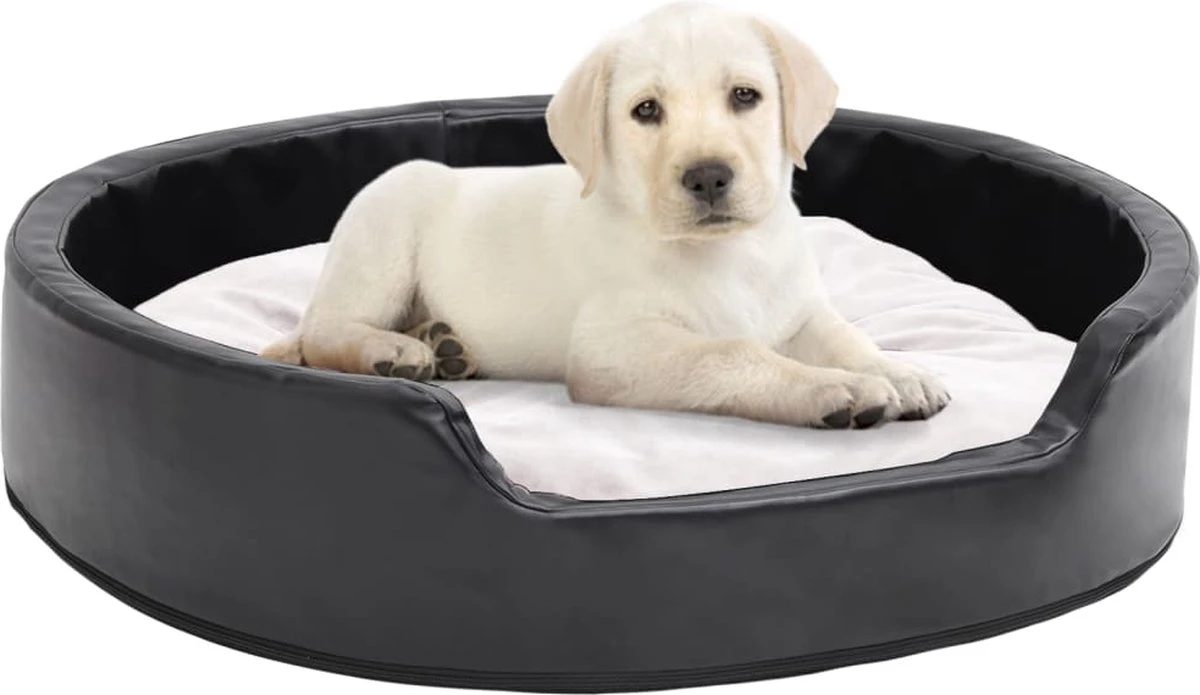 VidaLife Hondenmand 79x70x19 Cm Pluche En Kunstleer Zwart En Beige 1 VidaLife Hondenmand 79x70x19 Cm Pluche En Kunstleer Zwart En Beige