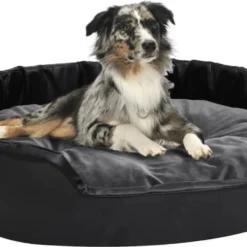 VidaLife Hondenmand 90x79x20 Cm Pluche En Kunstleer Zwart En Donkergrijs