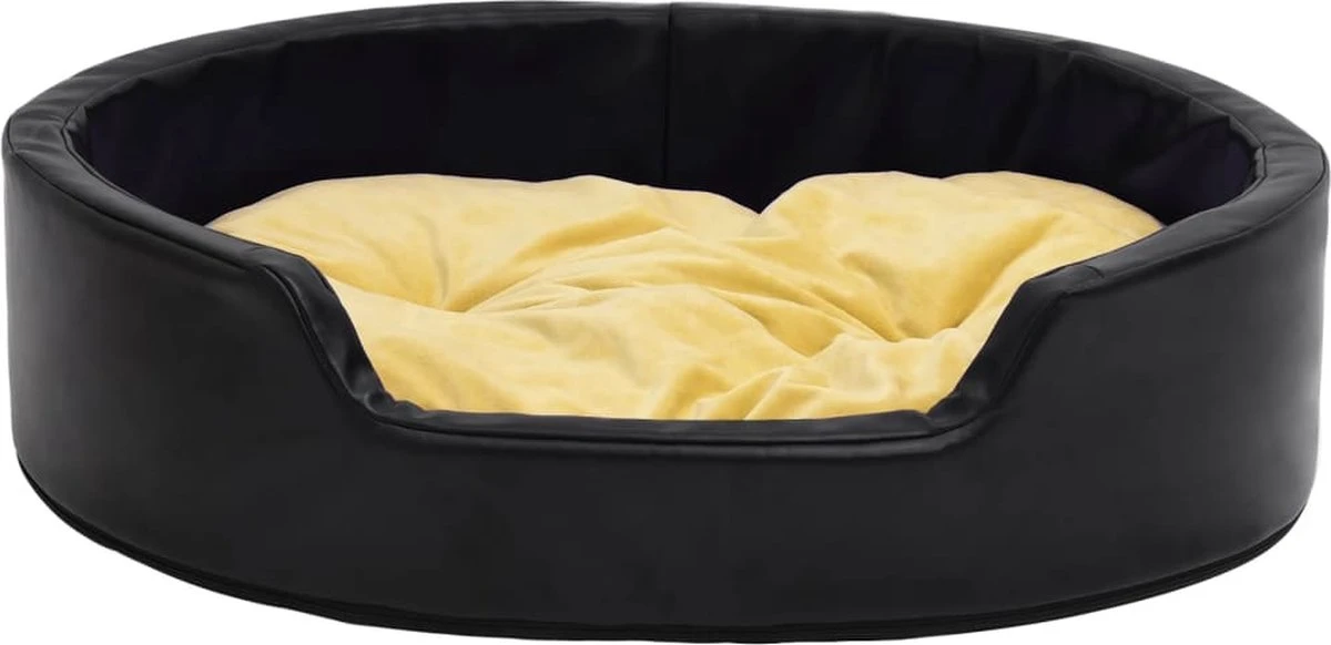 VidaLife Hondenmand 90x79x20 Cm Pluche En Kunstleer Zwart En Geel 1 VidaLife Hondenmand 90x79x20 Cm Pluche En Kunstleer Zwart En Geel