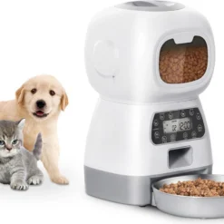 Voerbak Kat Automatisch – Automatische Voerbak – Automatische Voerautomaat – Met Voerbak – Wit / 18x17x33 /1