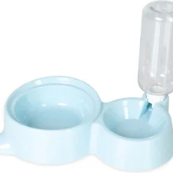 WUFY POJA Hondenbak Anti-slip Dubbel – Honden Voerbak – Automatische Drinkbak Dispenser – Eetbak – Anti Schrok Voerbak – Blauw