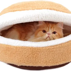 Yokee Kat Bed Hamburger Ontwerp Zacht Huisdier Bedje Winddicht Huisje Katoenen Slaapzak Voor Katten Kleine Honden 52*40*30cm