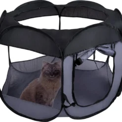 Maxxpro Opvouwbare Bench – Reisbench – Ø100 X 75 CM – Grote Huisdieren – Hondenmand – Kattenmand – Mesh Panelen – Zwart – Nylon