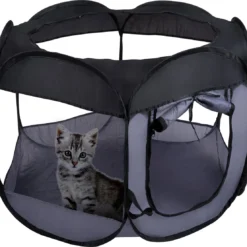 Maxxpro Opvouwbare Bench – Reisbench – Ø78 X 62 CM – Kleine Huisdieren – Hondenmand – Kattenmand – Mesh Panelen – Zwart – Nylon