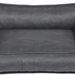 SnObbs Buffalo S Hondenmand – Hypoallergene Hondenbank – Makkelijk Schoon Te Maken Hondenkussen – Lederlook Design Hondenbed – 75 X 55 X 20 – Grijs