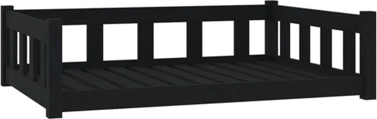 VidaXL Hondenmand 105.5×75.5×28 Cm Massief Grenenhout Zwart 1 VidaXL Hondenmand 105.5×75.5×28 Cm Massief Grenenhout Zwart