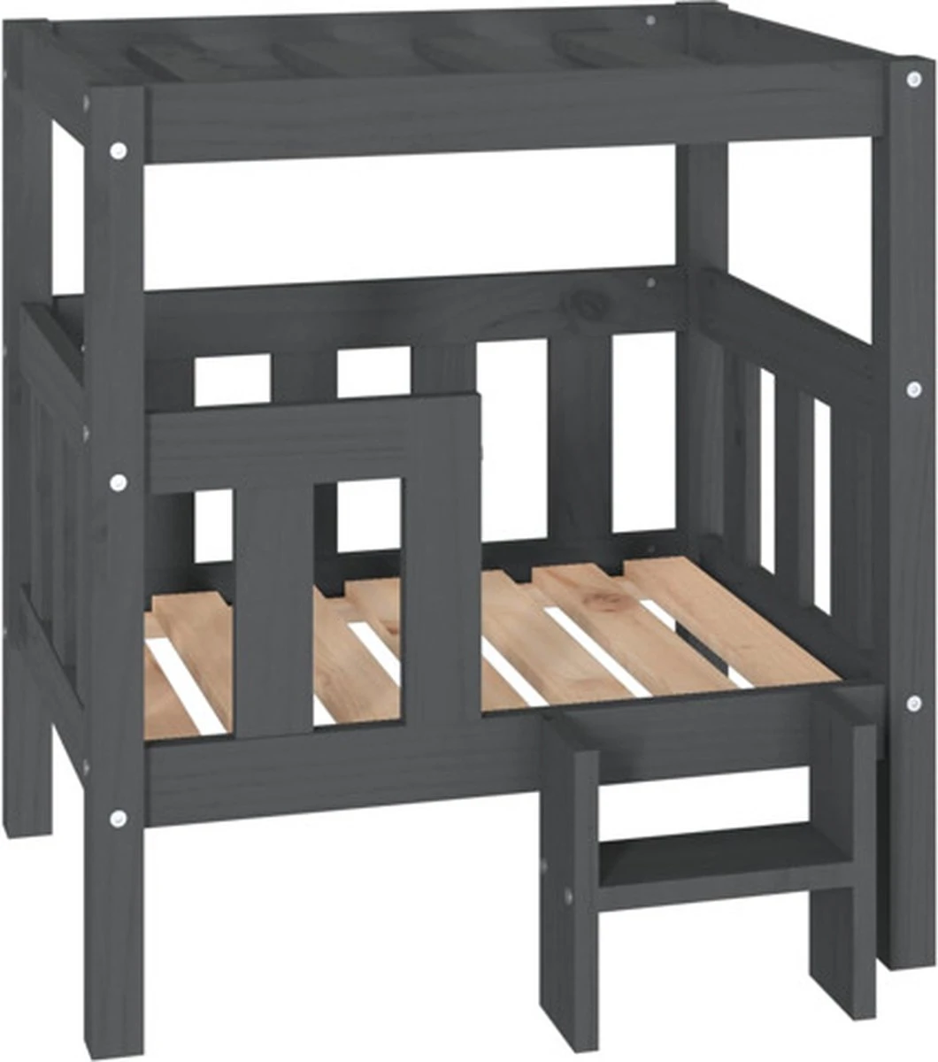 VidaXL Hondenmand 65.5x43x70 Cm Massief Grenenhout Grijs 1 VidaXL Hondenmand 65.5x43x70 Cm Massief Grenenhout Grijs