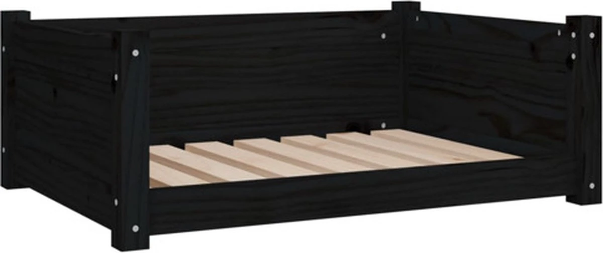 VidaXL Hondenmand 75.5×55.5×28 Cm Massief Grenenhout Zwart 1 VidaXL Hondenmand 75.5×55.5×28 Cm Massief Grenenhout Zwart