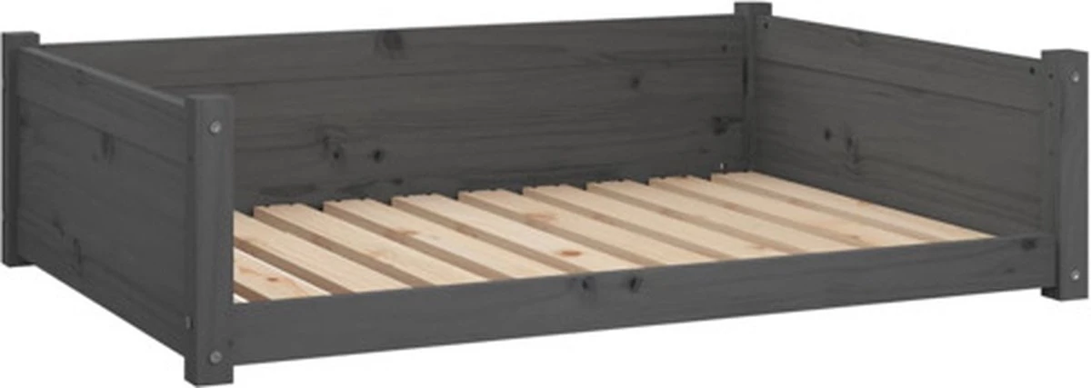 VidaXL Hondenmand 95.5×65.5×28 Cm Massief Grenenhout Grijs 1 VidaXL Hondenmand 95.5×65.5×28 Cm Massief Grenenhout Grijs