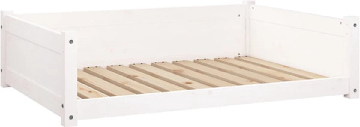 VidaXL Hondenmand 95.5×65.5×28 Cm Massief Grenenhout Wit 1 VidaXL Hondenmand 95.5×65.5×28 Cm Massief Grenenhout Wit